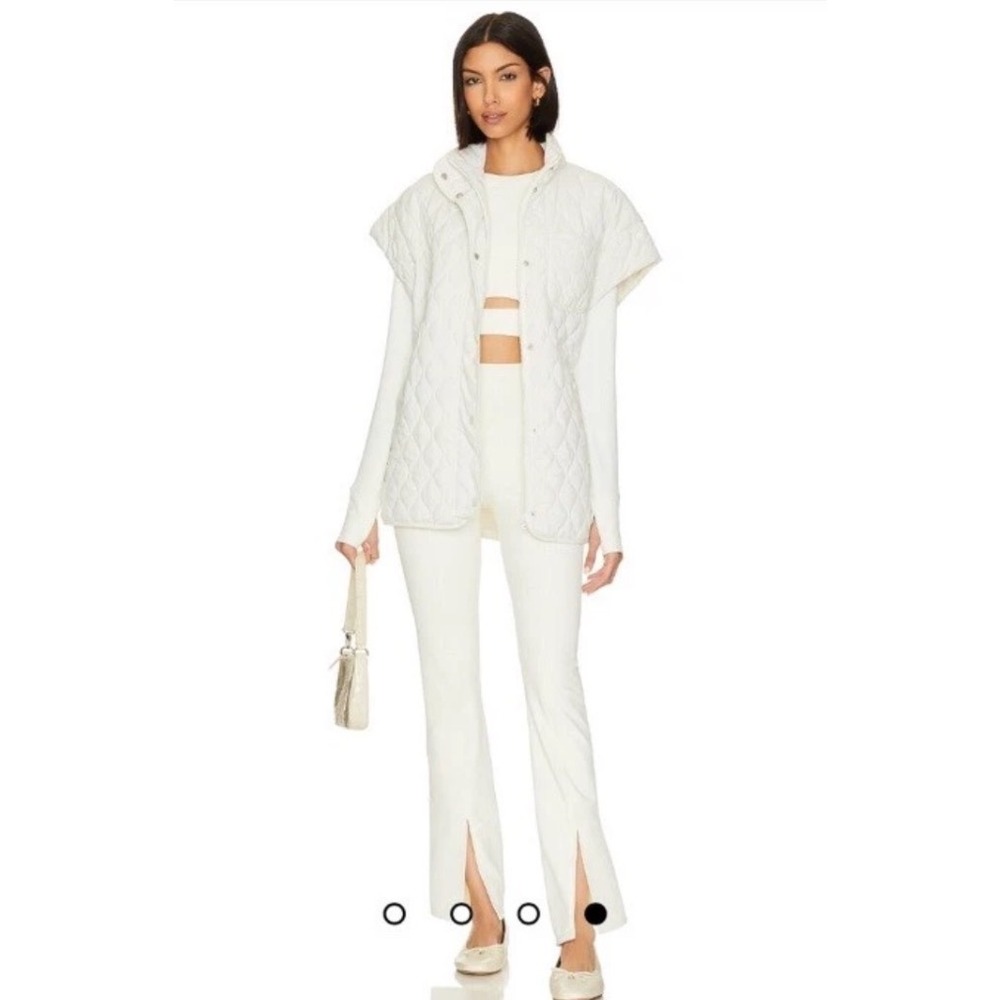Beach Riot Alani Split Hem Flare Pants Snow Cloud Waffle Knit White XS